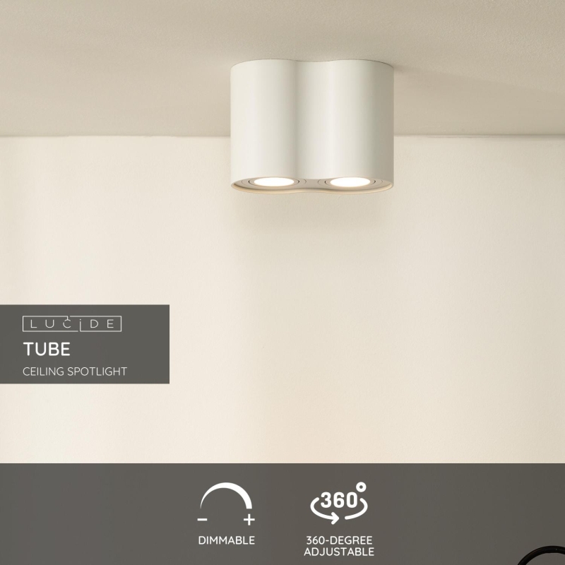 Lucide TUBE - Stropné bodové svietidlo - 2xGU10 - Biele